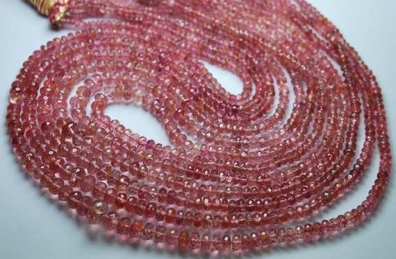 Rondelles en tourmaline rose de 3-5.5mm pour fabriquer un cadeau d'anniversaire personnalisé