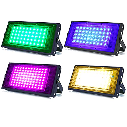 Image of MLD BL2549 50w Led Flood Lights IP66 Waterproof Indoor Outdoor Led Brick Focus Street Light Multi Color Combo Set | Green, Blue, Pink, Yellow| Pack of 4