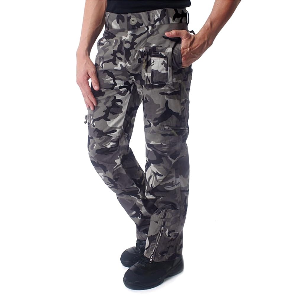 CRYSULLY Mens Tactical Cargo Pants Ripstop Cotton Military Hiking Work