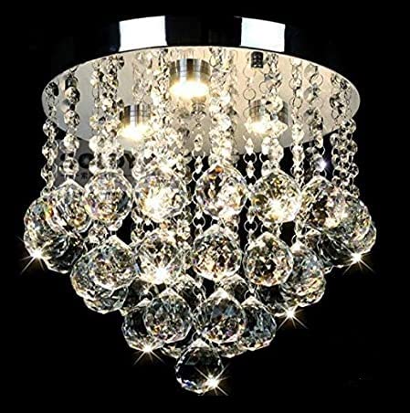 CRYSTA WORLD 4-Lights Modern Chandelier K9 Crystal Chandelier Light Fixture,Modern Flush Mount Ceiling Light Fixtures Raindrop Chandelier for Bedroom,Dining Room,Living Room,H11 x D12-picture-16