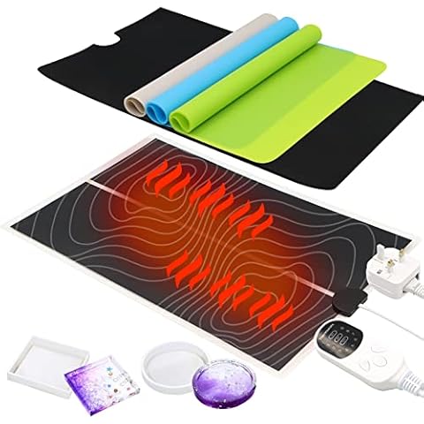 SPOKKI Resin Heating Mat with Timer and Temperature Control, Quick Resin Curing Machine with 3 Resin Mats, Easy Resin Dryer for Epoxy Resin Molds, Fast Demold Resin Supplies Cover