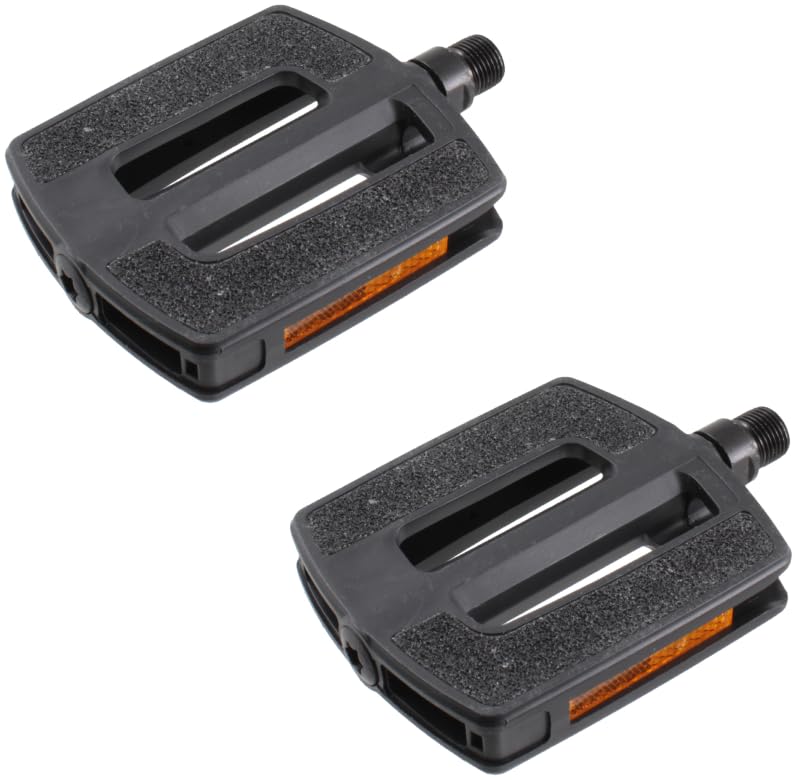 Pédale de vélo noire plateforme résine 86x110mm antidérapante routière