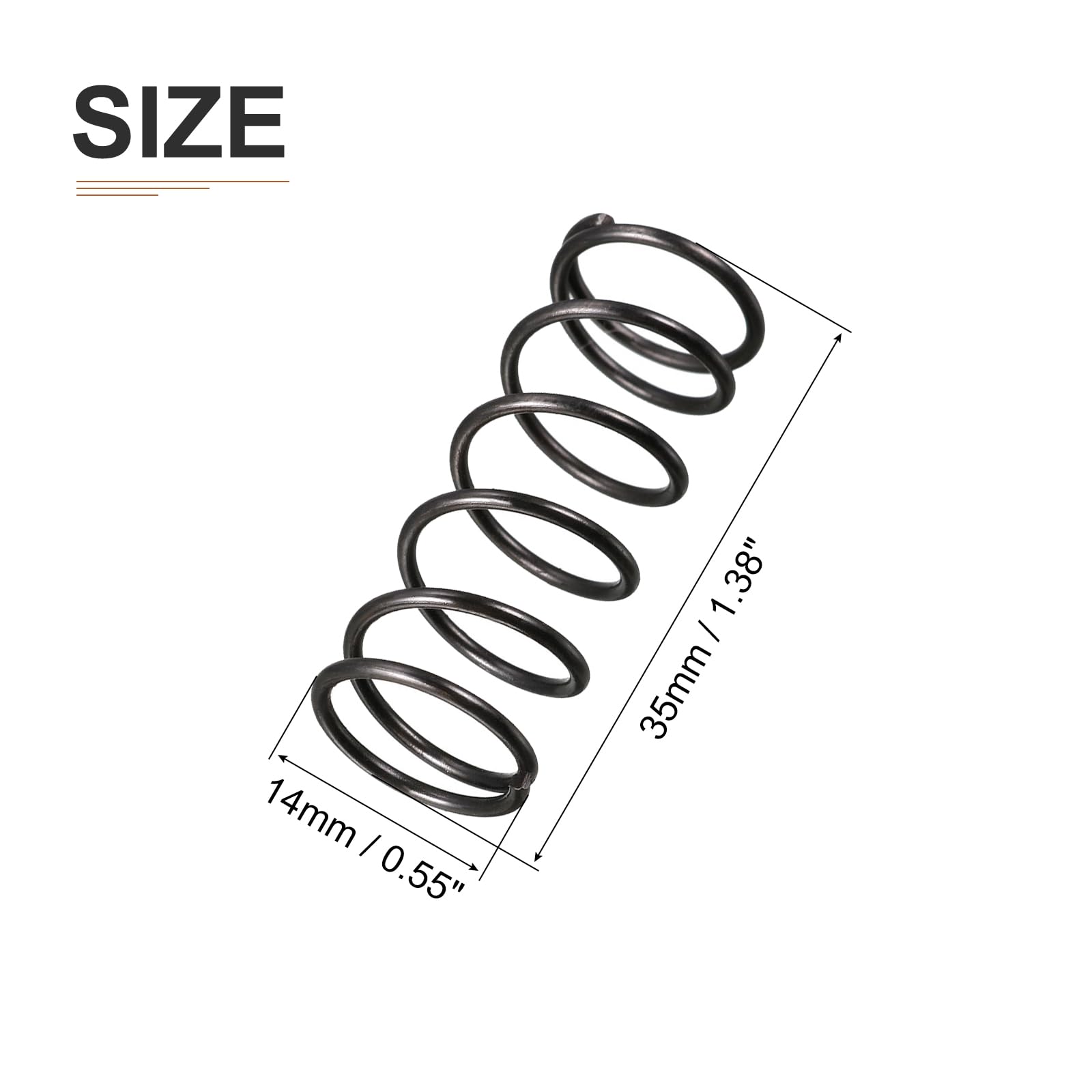 DTGN 1.2x14x35mm(DxODxL) Compression Spring - 10Pack - Good for Machinery - Spring Steel Extension Spring - Black - Image 2