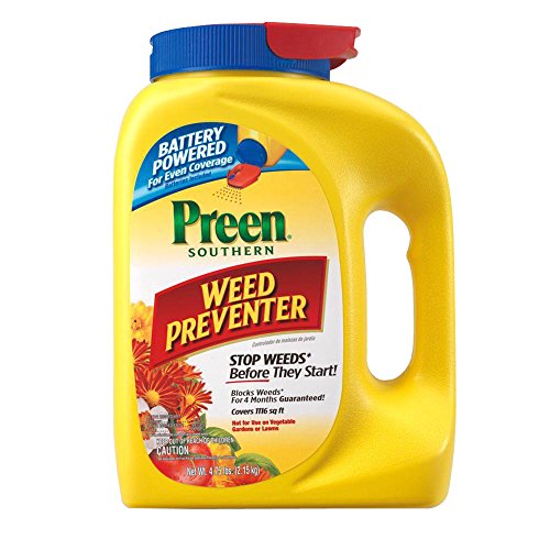 Preen Southern Weed Preventer with Power Spreader Cap, 4.75 lb bottle, Covers 1,120 Sq. Ft. Preen Southern Weed Preventer with Power Spreader Cap, 4.75 lb bottle, Covers 1,120 Sq. Ft.