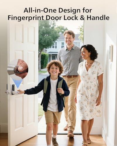 Image of Philips Wi-Fi Smart Door Lock with Handle, Keyless Entry Door Lock, Fingerprint Door Knob, App Remote Control, Auto-Lock, Keypad Deadbolt with Lever for Front Door and Bedrooms, Security Easy Install