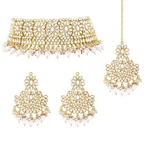 Image of Peora Crystal Faux Pearl Necklace & Jewellery Set Gift for Women