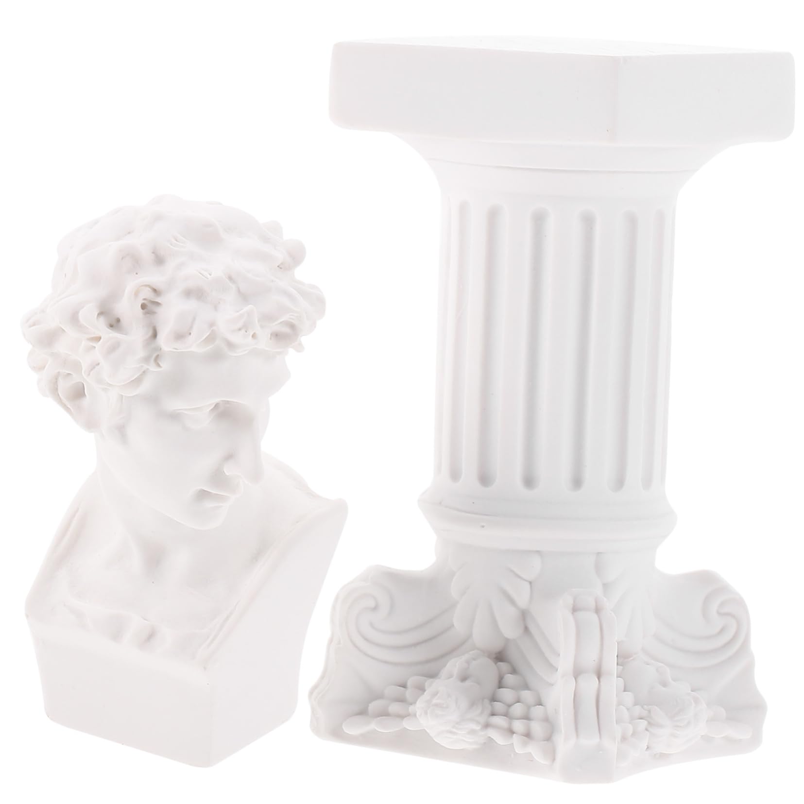 Cabilock 1 Juego Adornos de Estatua estatuilla de David Retro Busto de David Estatua mitologia Griega columnas Romanas Escultura Griega David de Resina Estatua de David de Escritorio