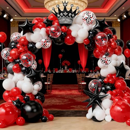 Image of Balloon Arch kit Red Black White Balloons Confetti Garland 132pcs