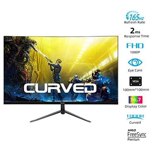 Prechen 27 Zoll Ultra-Thin Bezel Curved 165Hz/144Hz Gaming Monitor, VA,1800R,Computer Display FHD 1920x1080P PC Bildschirm,DisplayPort,HDMI, USB,AMD FreeSync Premium, 2ms,3000:1,Eye Care,VESA – Bild 6