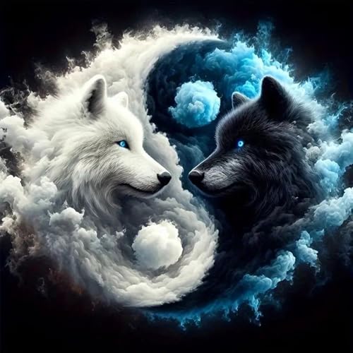 Image of Wolf Stamped Cross Stitch Kits for Beginners Adults, Animal Dimensions Needlepoint Art Crafts,Counted Cross Stitch Kits Embroidery Kits for Beginners Adults for Home Decor 13.8X13.8inch