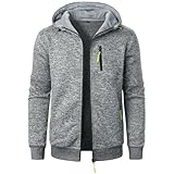 Muscularfit Mens Big and Tall Cardigan Sweater Fall Fashion Long Sleeve Hooded Sweatshirts Causal Solid Athletic Workout Coat Men's Cardigan Sweaters Gray XL