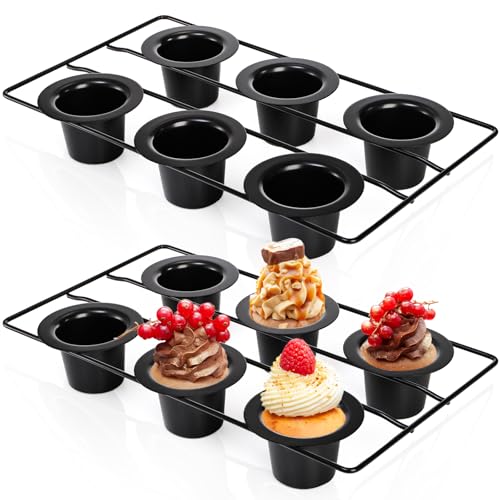 Acshio 2 Pack Popover Pans, 12 Cups Nonstick Muffin Cupcake Pan, Carbon Steel Round Cheesecake Tin Bakeware Mould for Oven Baking, Muffins, Quiches, Pudding Cakes, Halloween Christmas  
