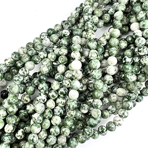 Qiwan Natural Round Loose Beads Jewelry Making Diy Bracelet Necklace Material 1 Strand 15 Inches (6Mm, Green Point Natural Gem) #TOP3