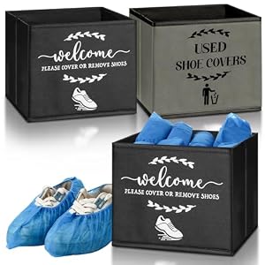 2 Pcs Shoe Cover Boxes Dispenser Storage Bins, Gray, Black