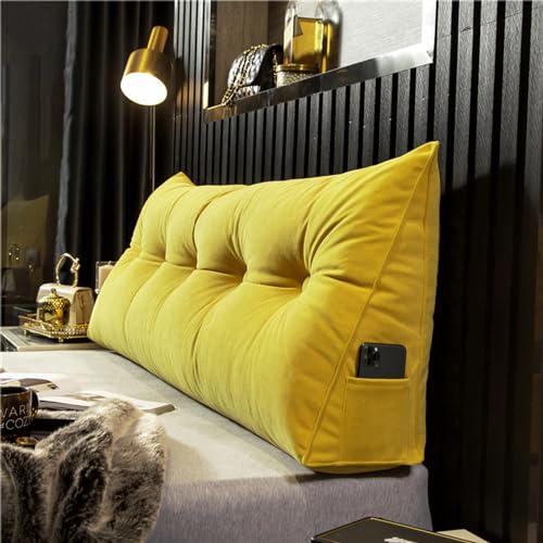 Almohada triangular grande para cabecero de cama con funda de chenilla extraíble, soporte de espalda y cojín de lectura para posicionar, almohada de cintura para una lectura cómoda y relajación