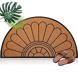 Drydiet Half Round Door Mat 30'' x 17'' Non Slip Welcome Mat Rubber Low Profile Heavy Duty Coir Doormat Half Circle Mats for Garage Patio Home Entrance Decorative