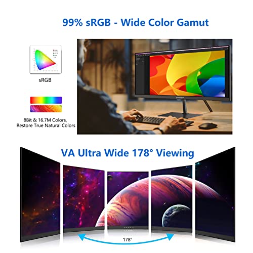 Innocn 23.3" Widescreen 21:9 Computer Gaming Monitor Wfhd 2560 X 1080P 200Hz Hdmi Displayport 4000:1 Va Monitor, Tilt Adjustable, Vesa Compatible, Eye Care - 23D1M #TOP6