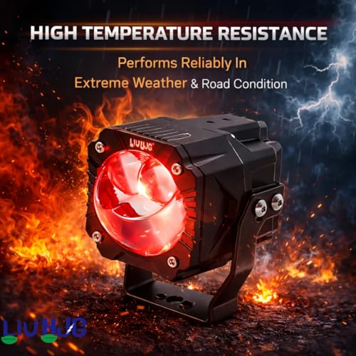 Image of LIU HJG Wiring Harness 3 Lens Goriila Fog Light High Brightness Waterproof & Dustproof 120W 12V DC Power Yellow, White, & Red Devil Eye Light Reflection Universal fit All Bikes And Car Models Pack 2