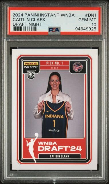 Caitlin Clark 2024 Instant WNBA Draft Night Rookie Card #DN1 Graded PSA 10 (Cert #94649925)