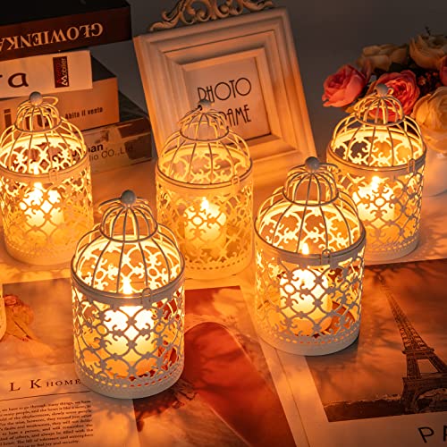 Showloue Hanging Birdcage Lantern, 6Pcs Small Metal Tealight Holder Vintage Decorative Hanging Candle Holder Lantern Centerpieces For Wedding Halloween Christmas Table Decoration thumb #3