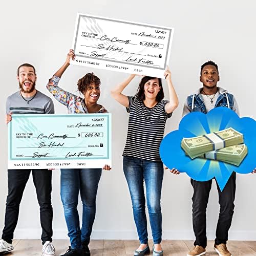 2Pcs Giant Check, Dry Custom Plaque for Award plaque Presentation, Endowment, Donations, Novelty Endowment Big Check, Fundraiser Items, Big Blank Check, Charity Sweepstakes, Reward Winners Checks