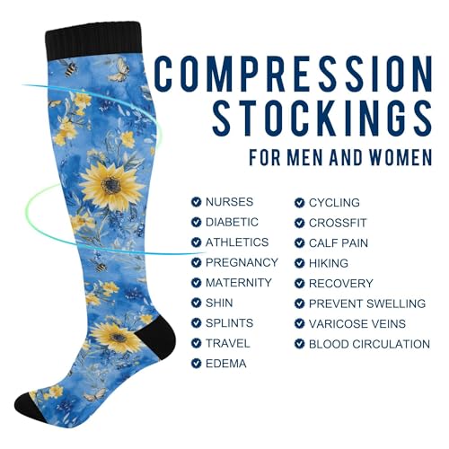 Image of JUNZAN Compression Socks Women Comfort Circulation Long Socks