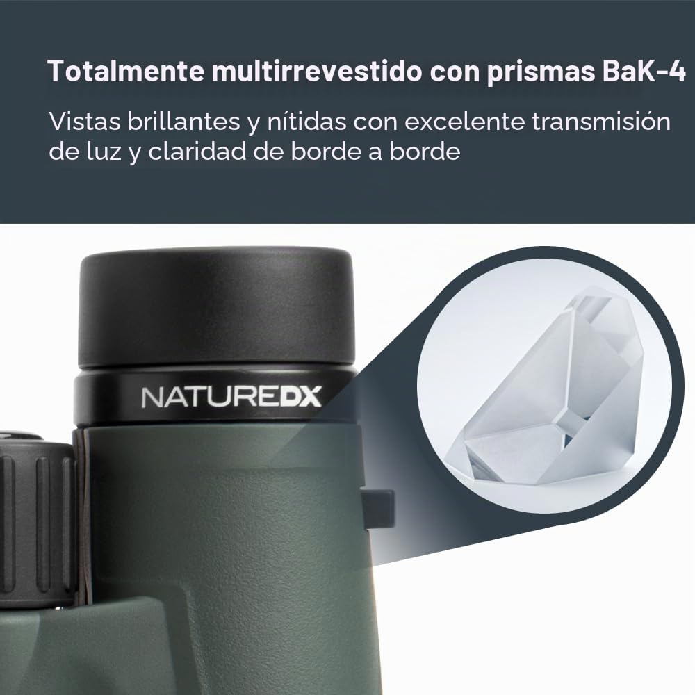Celestron 71333 Nature DX de 10 x 42 mmPrismáticos Celestron 71333 con Lente Multicapa, Cristal de Prisma BaK-4 y Funda de Transporte, Verde
