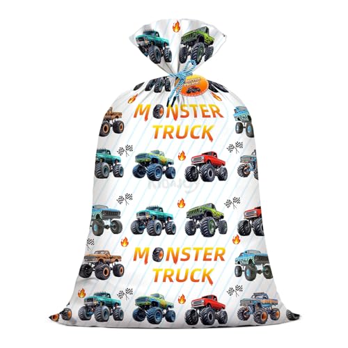 2Pcs Extra Large Construction Birthday Plastic Gift Bag for Boys 36x56 Inch Jumbo Gift Bags Trucks Excavators Cranes Vehicle-Themed Kids Happy Birthday Parties Favors Decorations