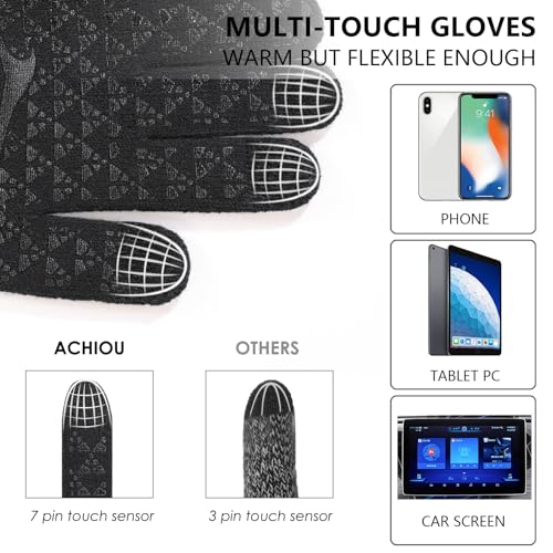 achiou winter gloves glove for men women upgraded touch screen texting warm running with thermal soft knit lining