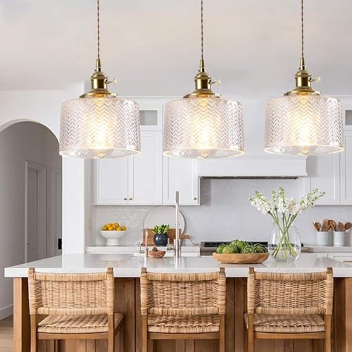 Lámpara Colgante de techo para iluminar la cocina con elegancia rústica y cristal 6
