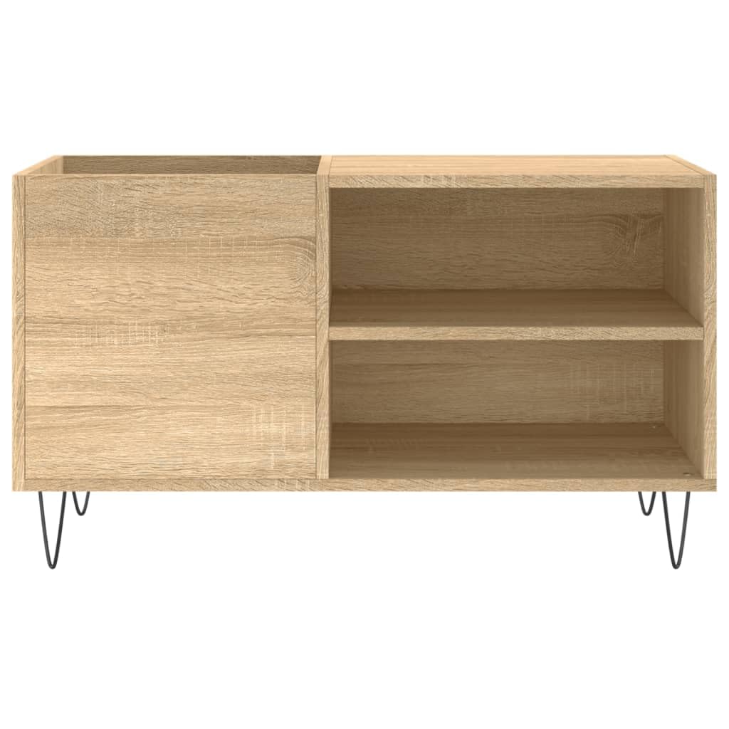 Armadio per dischi in rovere Sonoma, 85 x 38 x 48 cm, scaffale in vinile per dischi in legno, scaffale per dischi in vinile con gambe stabili in ferro, spazioso armadio in vinile LP per