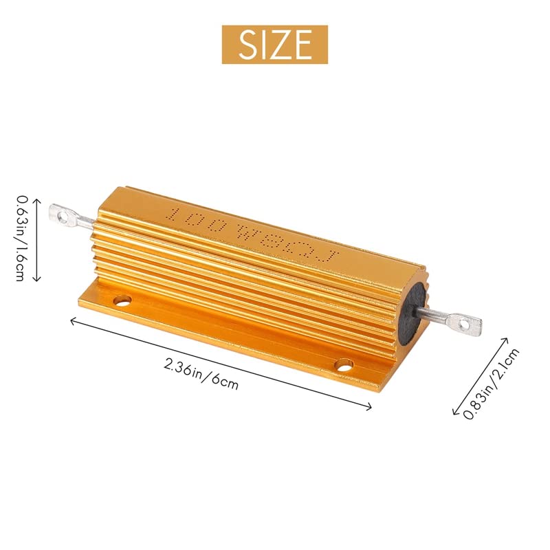 2 Resistenze In Alluminio Dorato Da 100W 4 Ohm - Perfette Per Audio, Inverter E Impianti Industriali