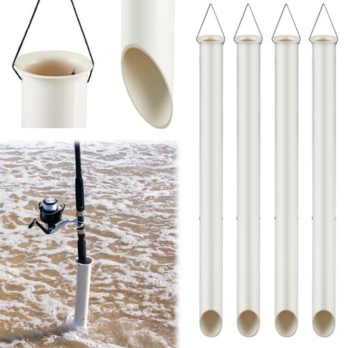 DoubleFill 4 Pack Tubular Sand Spikes for Surf Fishing 27 Inch PVC...