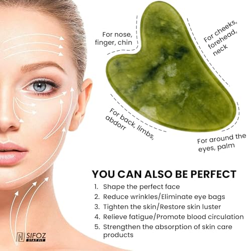 SIFOZ Premium Gua Sha Tool for Face – Anti-Aging Facial Massager for Skin Tightening, Wrinkle Reduction & Muscle Relaxation – Natural Skincare Stone for Face, Neck & Eyes - Image 2 thumbnail