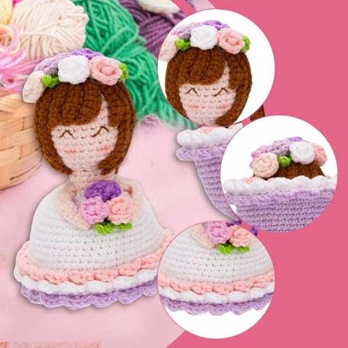 Image of SNAPPSY Crochet Bouquet Doll for Wife Knitted Flowers for Party Birthday Anniversary Purple