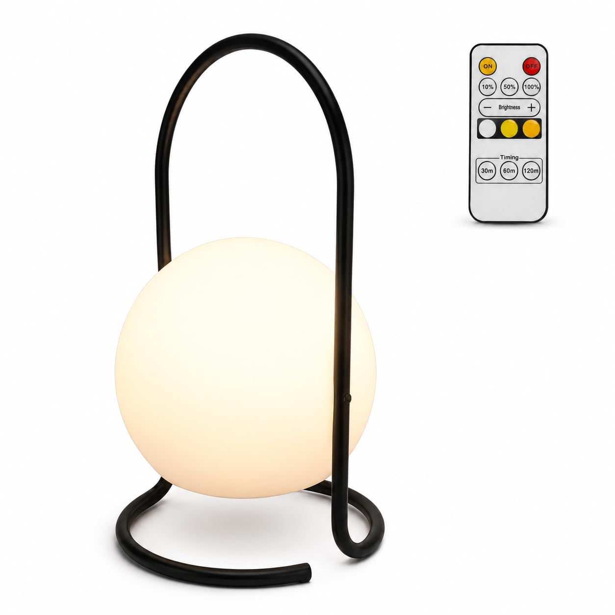 TRIROCKS Lámpara de Mesa Cordless Portátil, Iluminación de Luz LED Recargable de Larga Duración a Batería, 3 Modos de Iluminación para Camping, Dormitorio y Exterior (Negro)