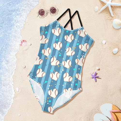 Image of Girls one Piece Swimsuit Summer UPF 50+ Quick Dry Beach Bathing Suit with Straps Swimwear 3-10 Years