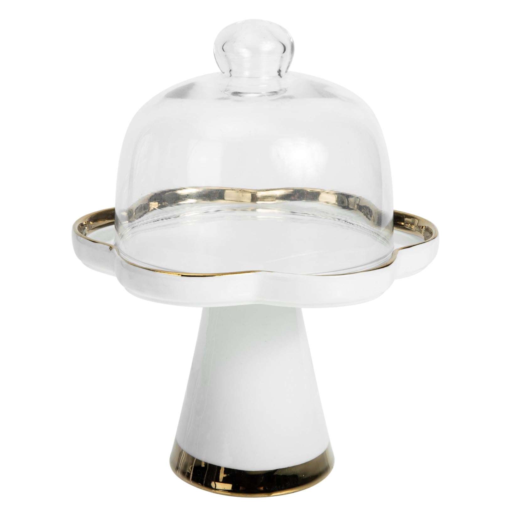 Elegante alzata per torte in vetro e ceramica con base curva, vassoio da dessert per feste, ideale per torte, pasticcini e snack, perfetto per intrattenere