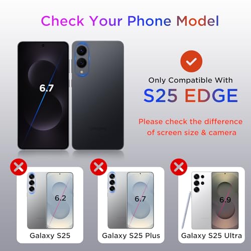 Image of MALEWOLF Case for Samsung Galaxy S25 Edge with Adjustable Stand, Slim Phone Case Fits for Magsafe, Color Hybrid Shockproof Protective Cover for Galaxy S25 Edge, Enhanced Non-Slip Grip (Black /Grey)