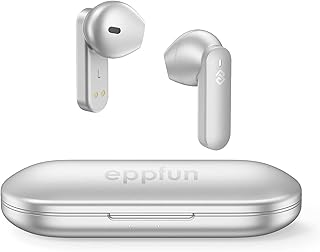 eppfun True Wireless Earbuds, Bluetooth 5.2 in-Ear Headphones, AptX-Adaptive HiFi Earbuds, Touch Control 4-Mic Headset & CVC 8.0 Noise Cancellation,Game Mode Earphones, 32H Playtime