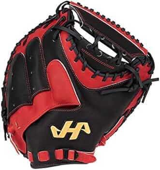 ハタケヤマキャッチャー用　甲斐モデル　軟式グローブ 黒/赤 HATAKEYAMA (ハタケヤマ) 軟式グローブ ブラック 甲斐モデル