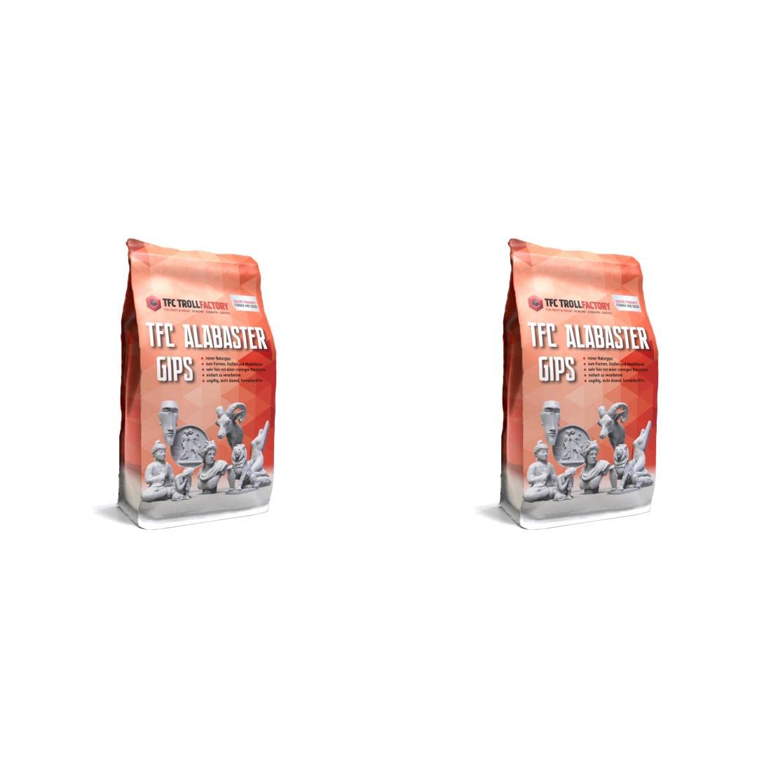 TFC Troll Factory Yeso de alabastro, color blanco natural, 2 x 5 kg, masa para moldear y pintar, para pintar y modelar, impresión de manos, vientre de bebé I muy fino