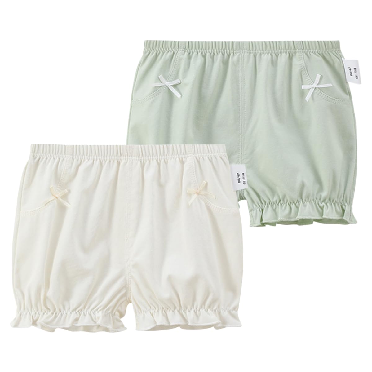 Lot de 2 Short Bloomer en Coton Bébé Fille Couvre-Couche Mignon à Volant Nouveau-Né Culotte sous-vêtements Souple Confortable Pantalon Court Respirant pour Tout-Petits Enfant 6 Mois-5 Ans