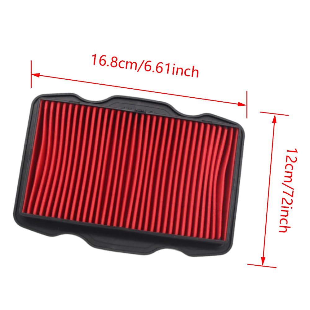 MASO Elemento de filtro de aire, limpiador de filtro de aire de motocicleta, apto para Honda CB125F 2015-2019, apto para Honda GLR125 2015-2019, apto para Honda WH125-16 2015-2019, rojo, 17211-KPN-A70