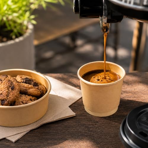 Image of Restaurantware 4 Ounce Disposable Cups, Pack of 500 Double Wall Hot Cups - Lids Sold Separately, Rippled Wall and Kraft Paper Insulation, Ideal for Serving Coffee, Hot Chocolate, Tea, and More