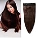 100% Remy Clip in Human Hair Extensions 16-22inch Natural Hair Grade 7A Quality 3/4 Full Head 1 Piece 5 Clips Long Thick Soft Silky Straight for Women Beauty 16" / 16 inch 80g ,#2 Dark Brown)