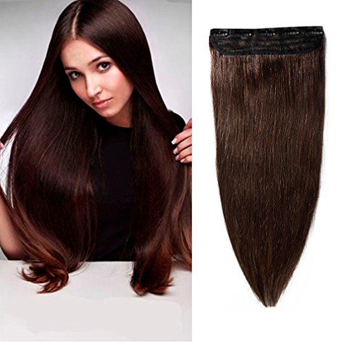 100% Remy Clip in Human Hair Extensions 16-22inch Natural Hair Grade 7A Quality 3/4 Full Head 1 Piece 5 Clips Long Thick Soft Silky Straight for Women Beauty 16" / 16 inch 80g ,#2 Dark Brown)