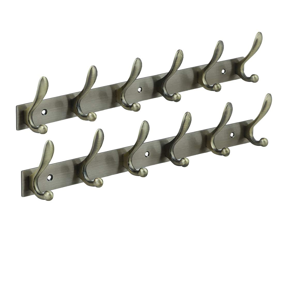 GAIYERAExclusive Extra Long 40 cm Antique Brass 6 Pin Metal Bathroom Cloth Hooks Hanger Door Wall Robe Hooks Rail for Hanging Keys,Clothes,Towel (2, Antique)-image-17