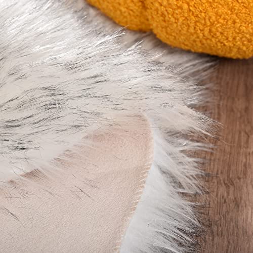 Goolela White And Grey Rug Runners 2X6 Super Soft Faux Sheepskin Rug Furry Fluffy Rug For Bedroom Machine Washable Shag Rug Plush Floor Rug For Dorm Playroom Home Decor, Sheepskin #TOP5