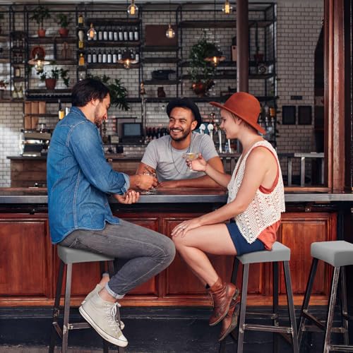 Image of YISUN Stool Covers Rectangle - 4 Pack Stretch Waterproof Saddle Seat Cover Counter Bar Stools Bar Chairs Covers Kitchen Island Chairs Cushion Protector (4, Light Gray)